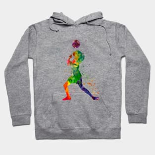 Woman footballer in watercolor Hoodie